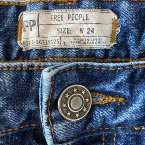 Free People Denim 5  Button Fly High Waist Jean Raw Hem Cutoff Shorts Size 24 - Picture 5 of 6